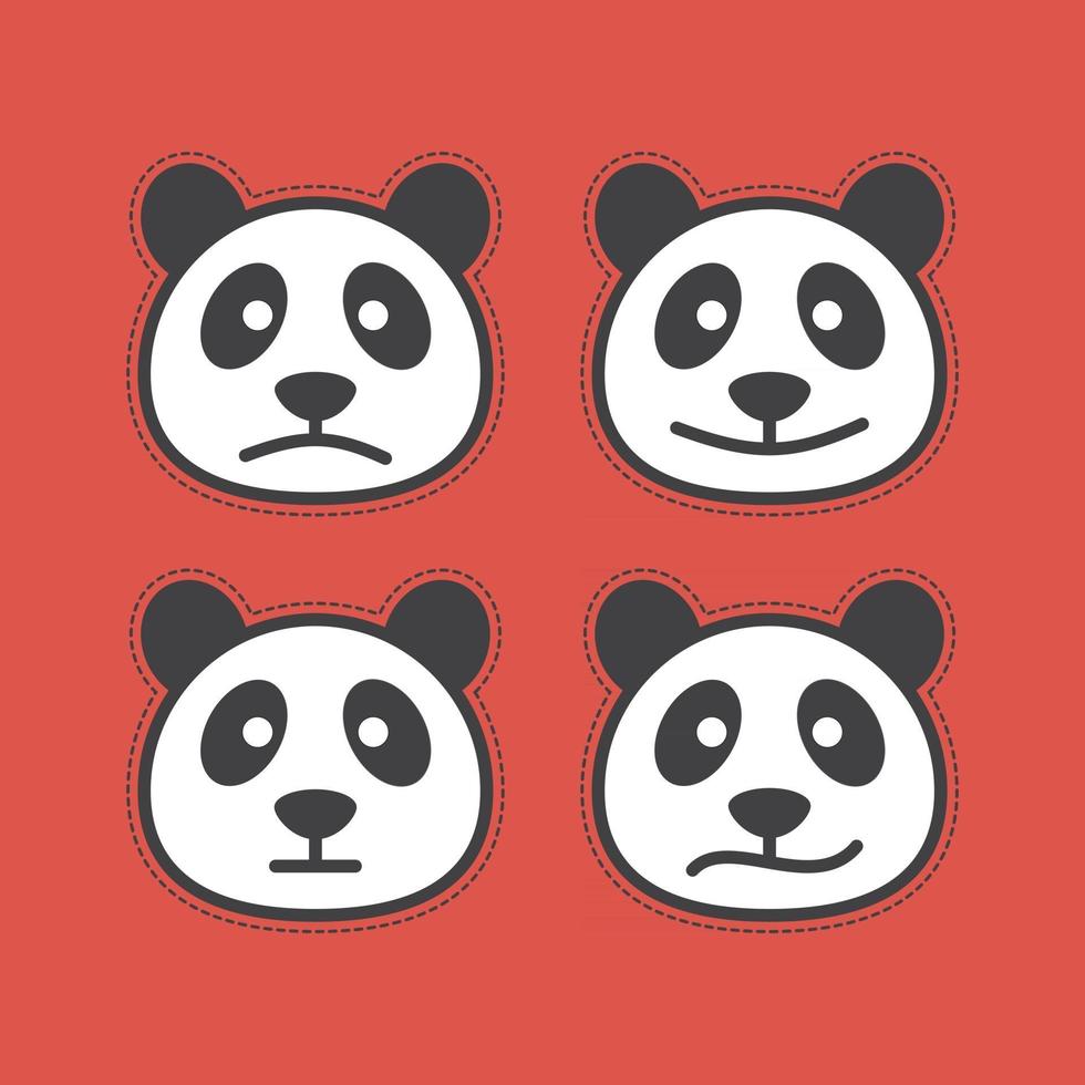 diseño plano del logotipo de expresiones faciales de panda vector