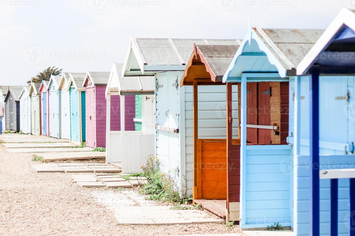 assorted color beach huts photo