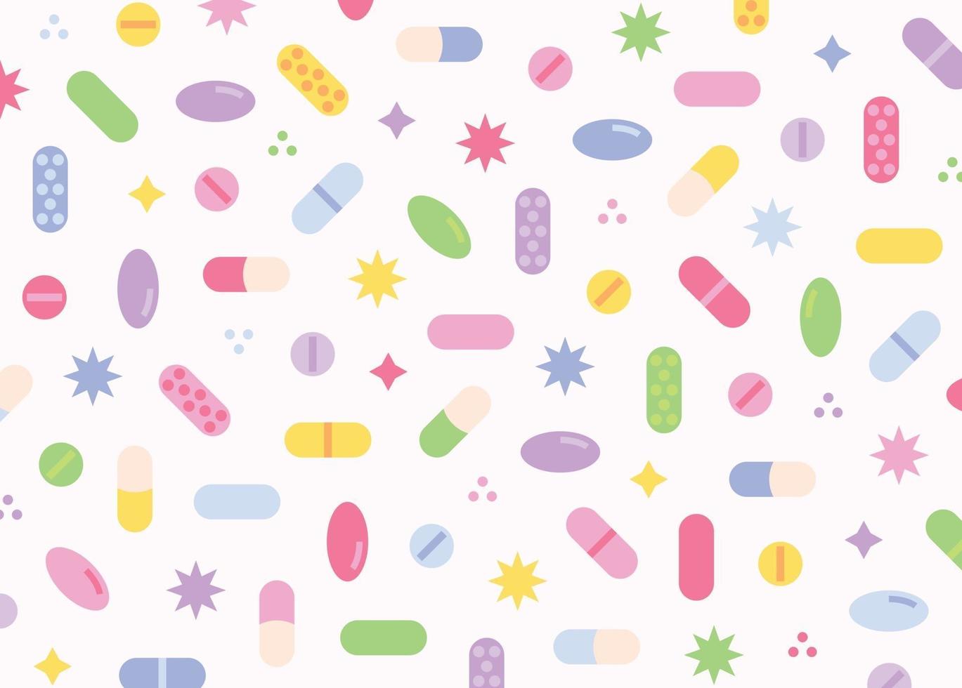 Cute colored pill pattern background design. Simple pattern design template. vector