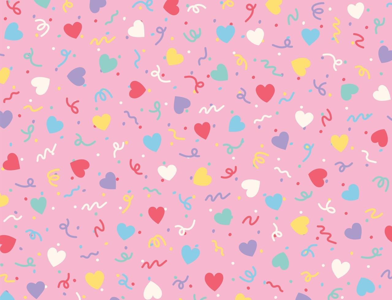 Hearts and zigzag lines are scattered freely. Simple pattern design template. vector