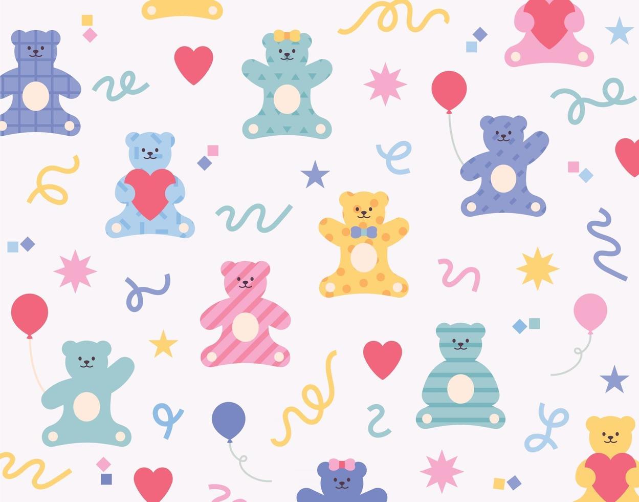 Background design of cute teddy bear pattern. Simple pattern design template. vector