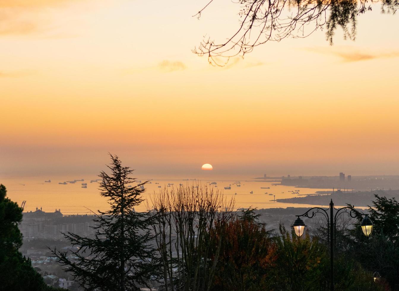 Istanbul sunset background photo