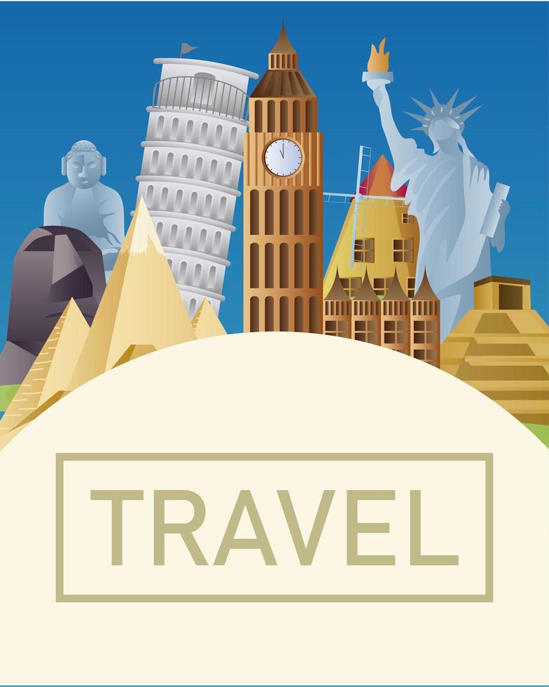 travel and famous landmarks vacations tourism vector