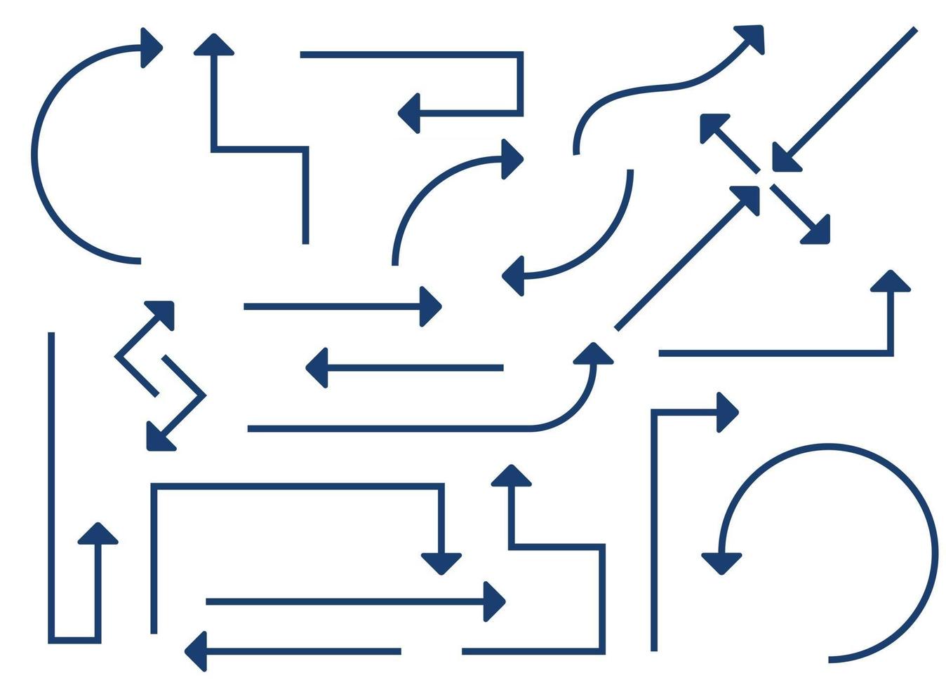 Arrow lines in different directions set vector illustration