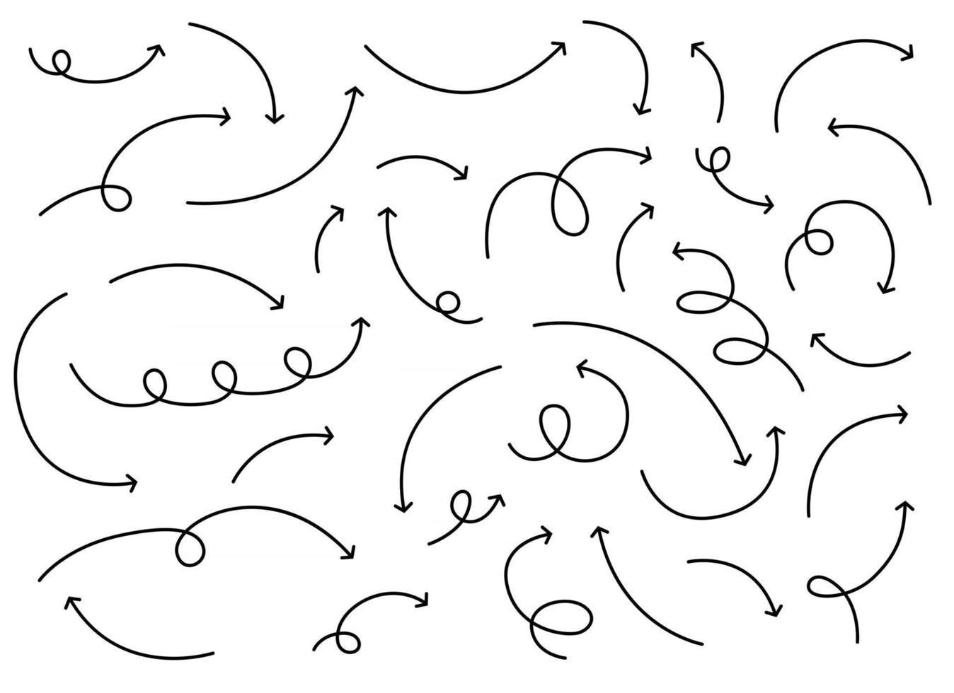 Hand drawn arrow lines in different directions vector