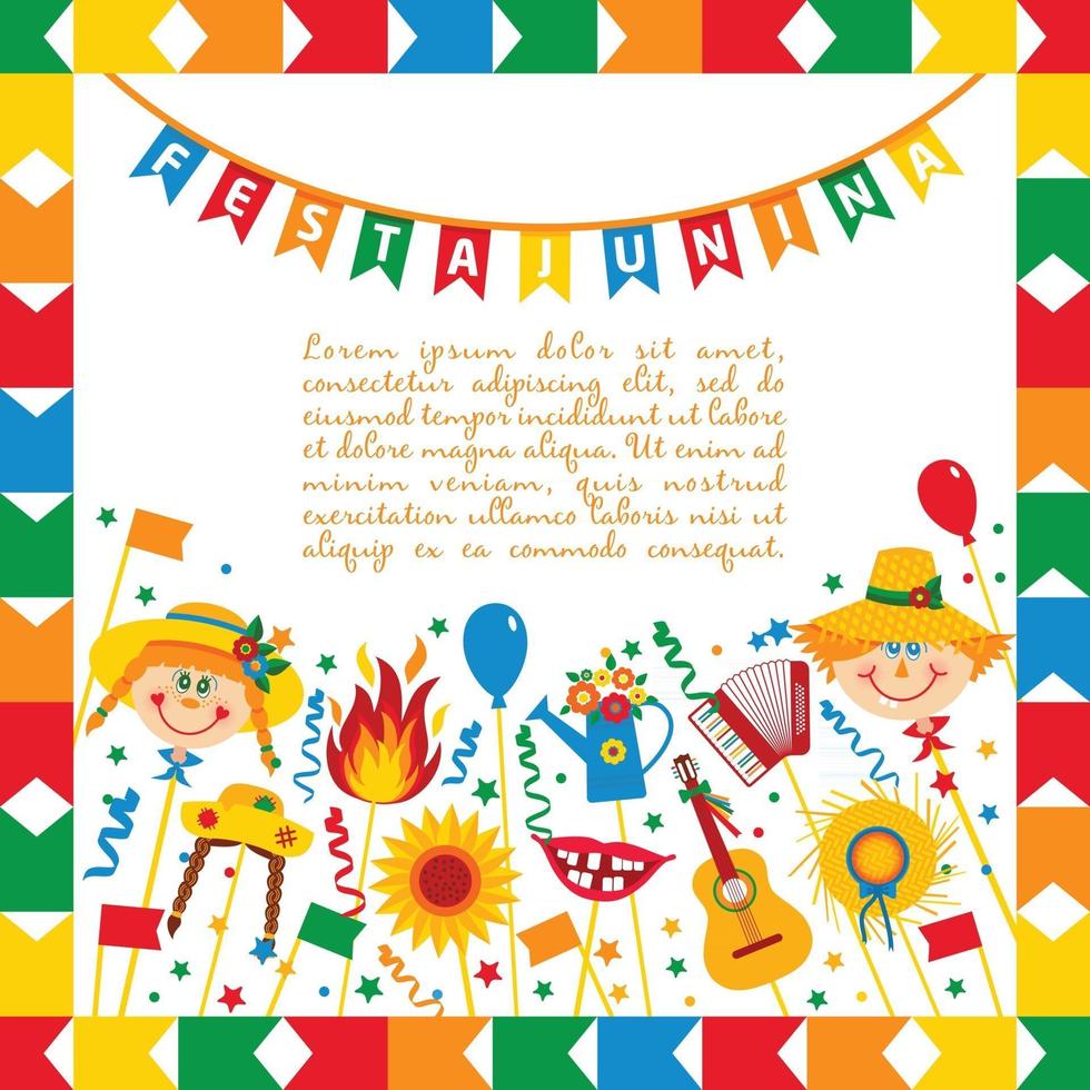 festival de la aldea festa junina en brasil diseño de banner vector