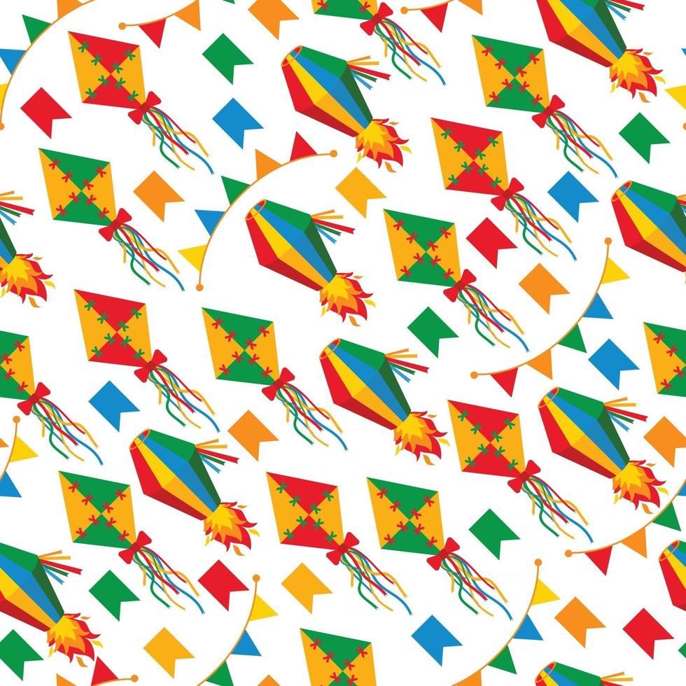 Seamless pattern of festa Junina village festival in Latin America vector