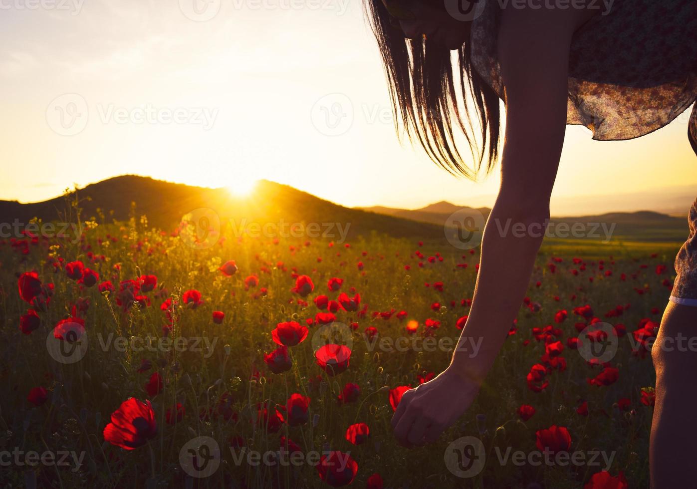 Girl in nature enjoys the outdoors photo