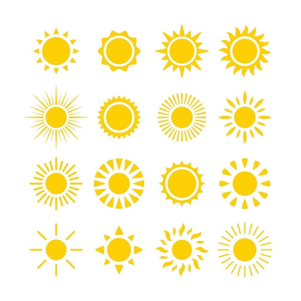 Set of Sun in Different Shape vector
