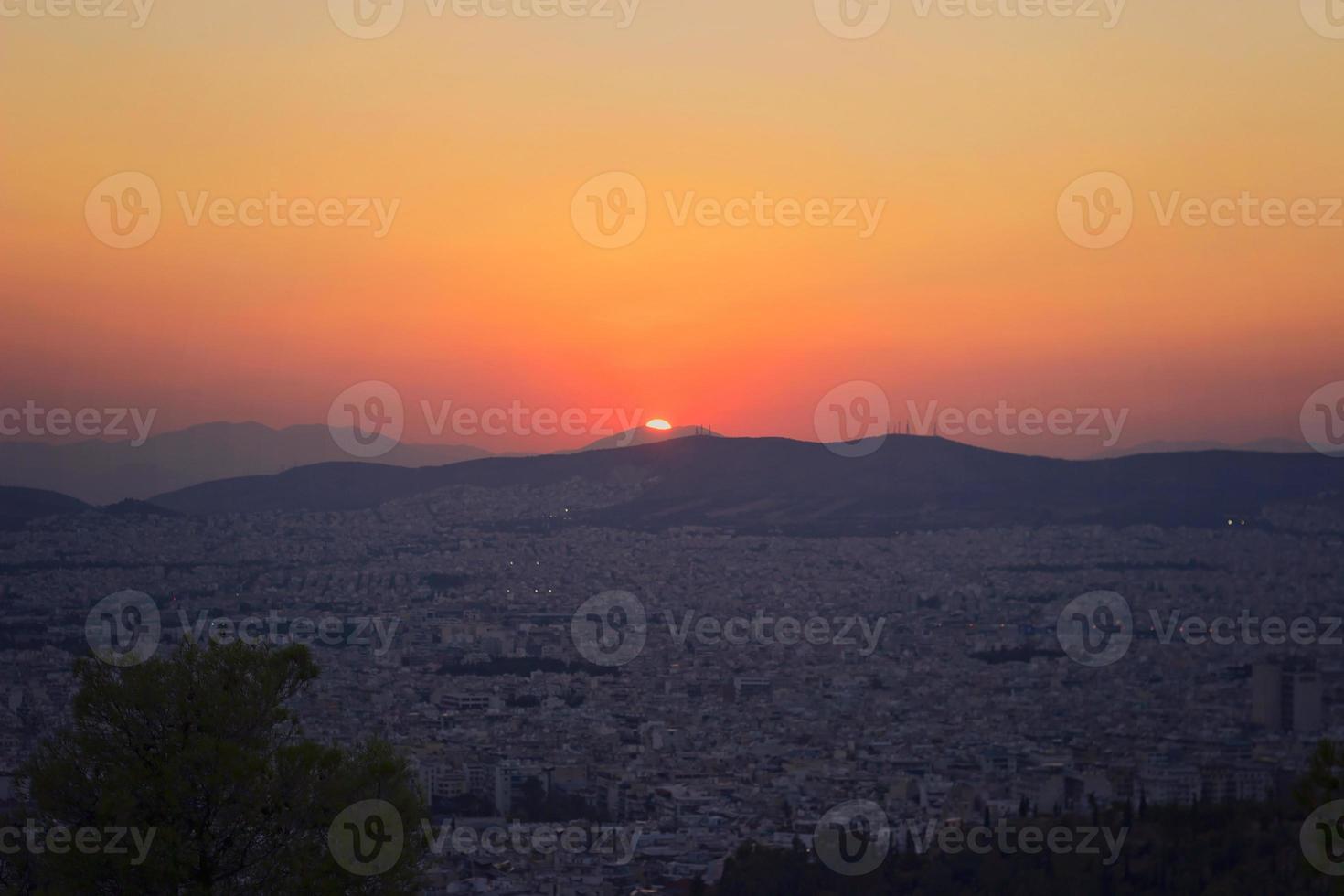 Sunset over Athens hills 2493999 Stock Photo at Vecteezy