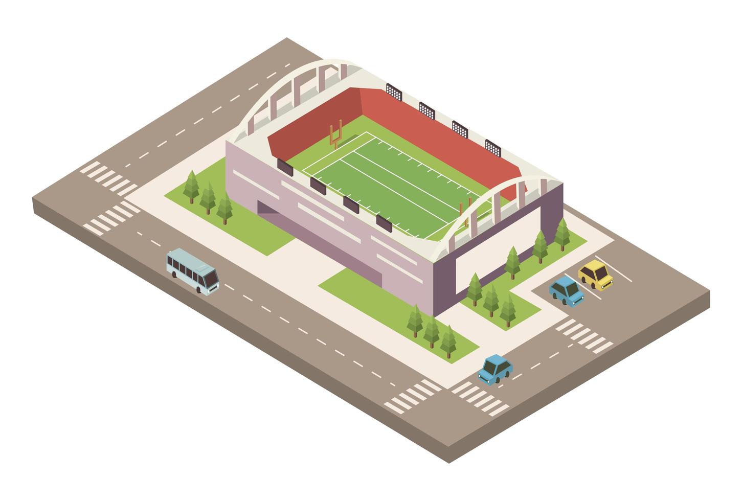 estadio de fútbol con carretera vector