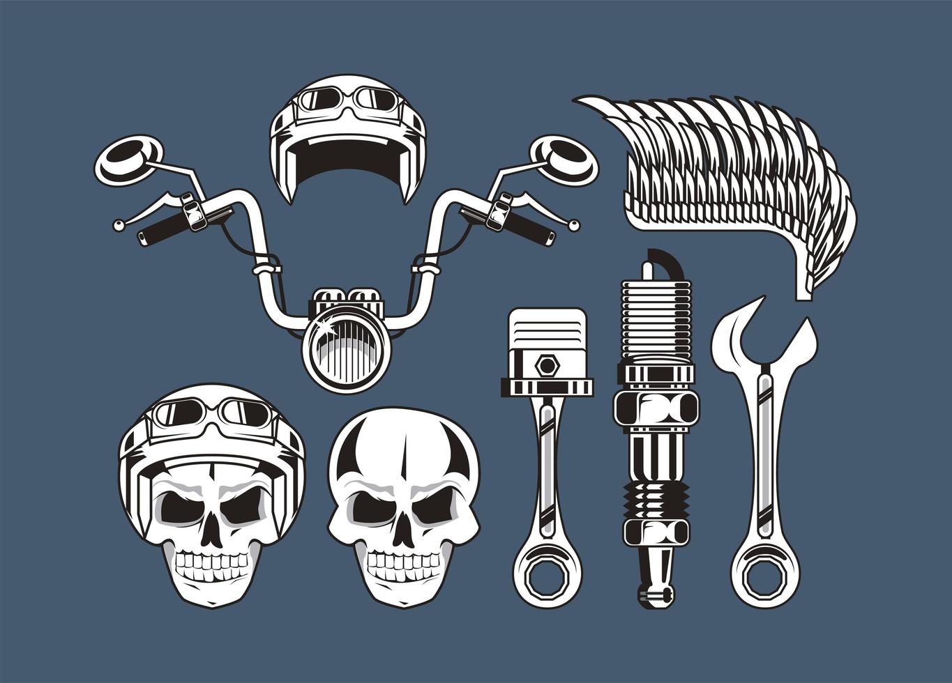 eight motorcycle icons vector