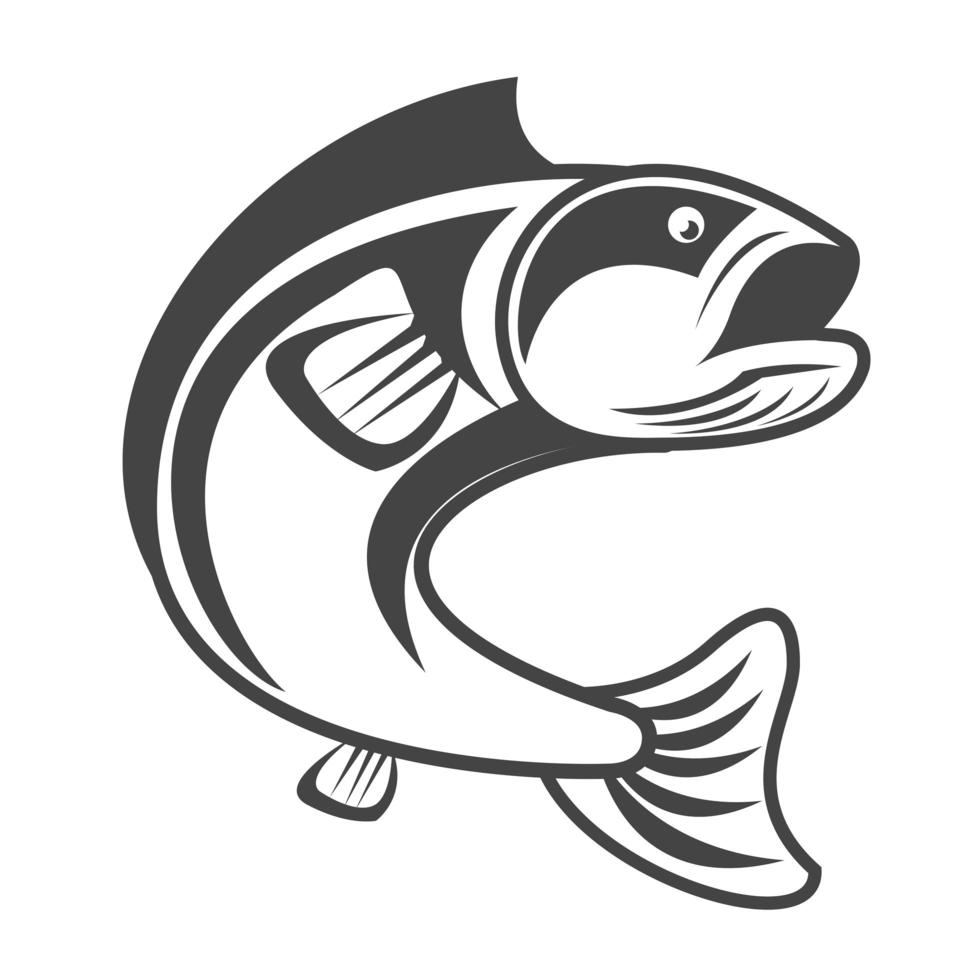 catfish jump fish sketch vector