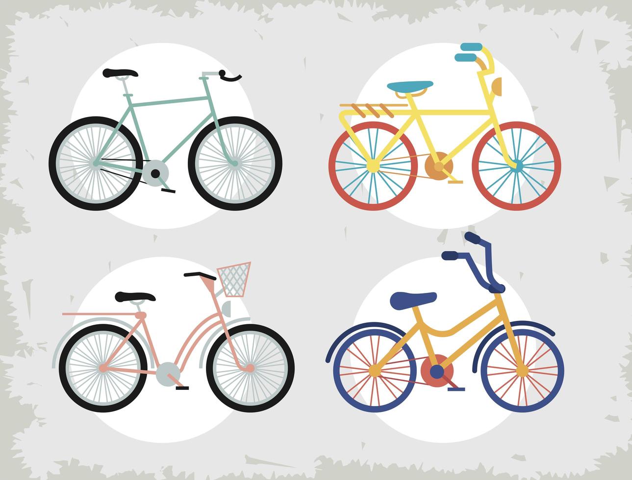 four bicycles icons vector