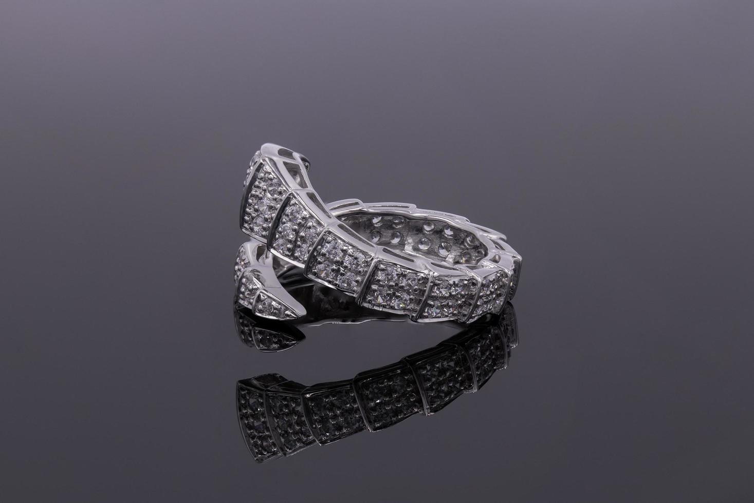 Snake diamond ring white gold photo
