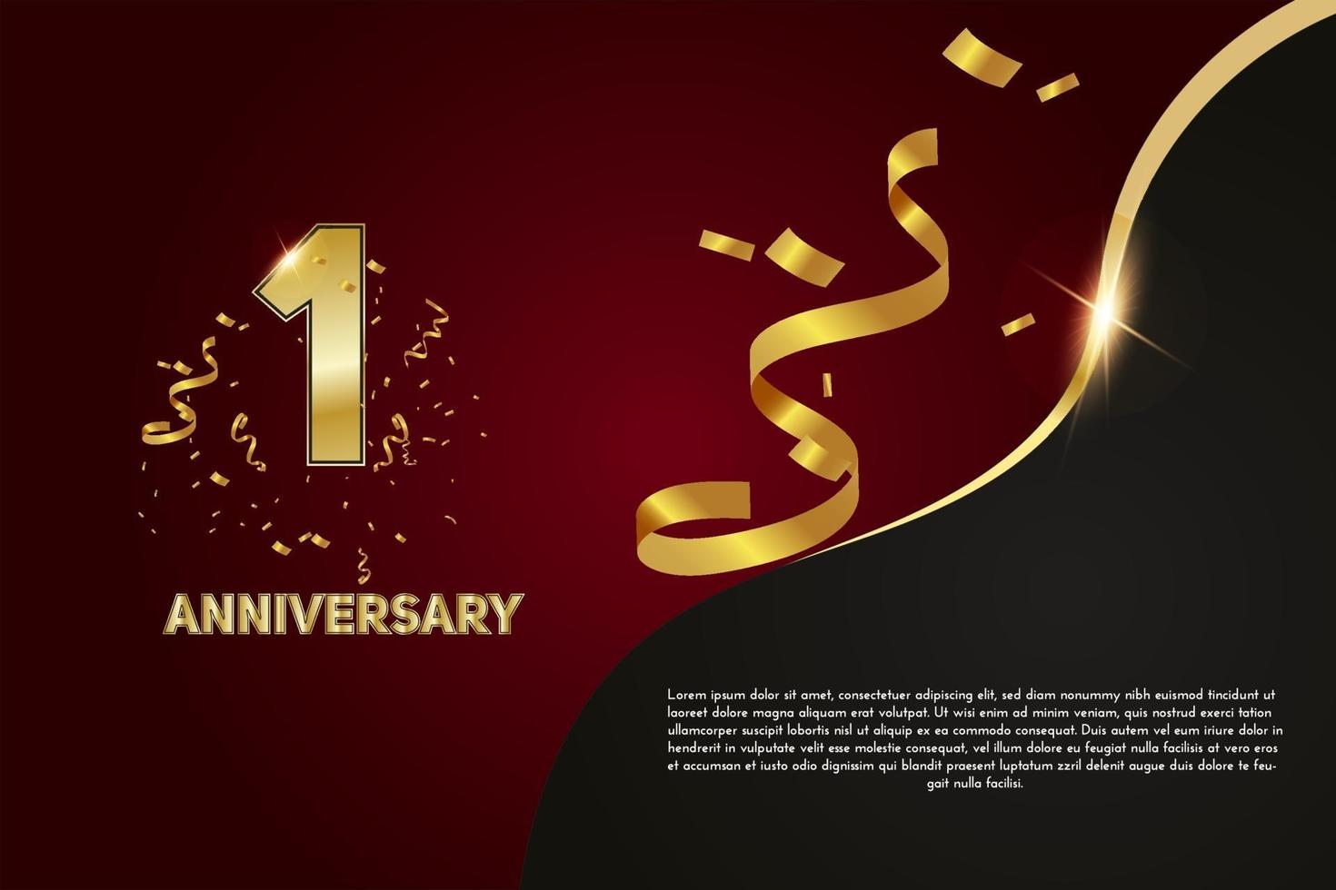 10 year Anniversary celebration design with Golden number 10 and sparkling confetti vector