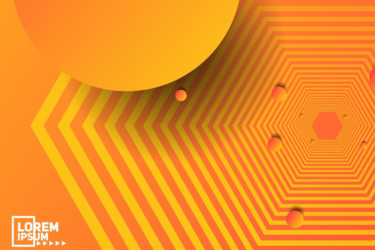 Abstract Orange Hexagon and Circle Geometric Background vector