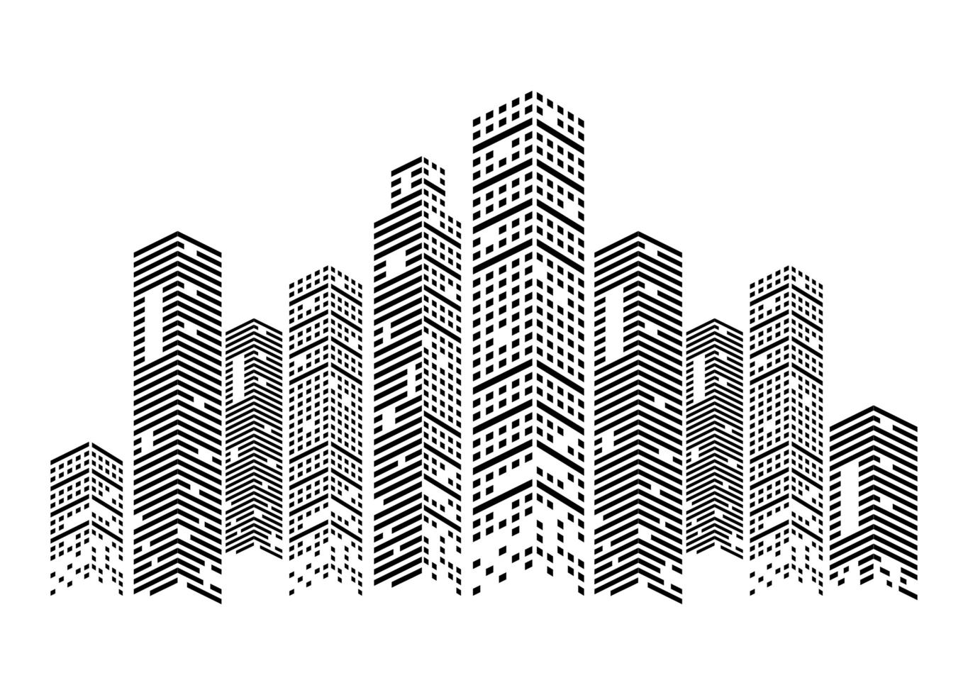 monochrome buildings scene vector