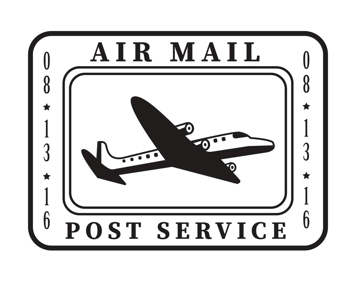 airplane postage seal vector
