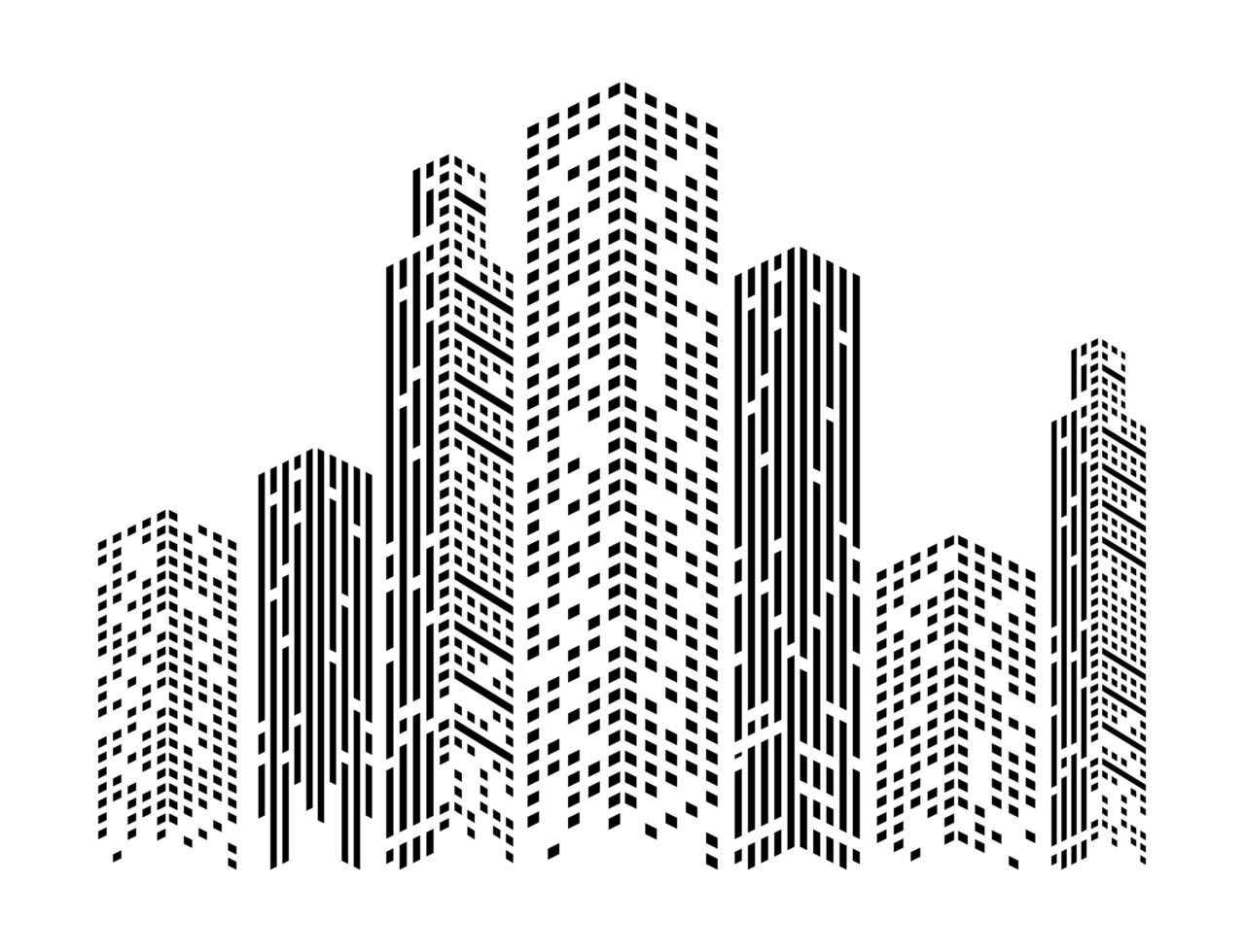 monochrome buildings facades vector