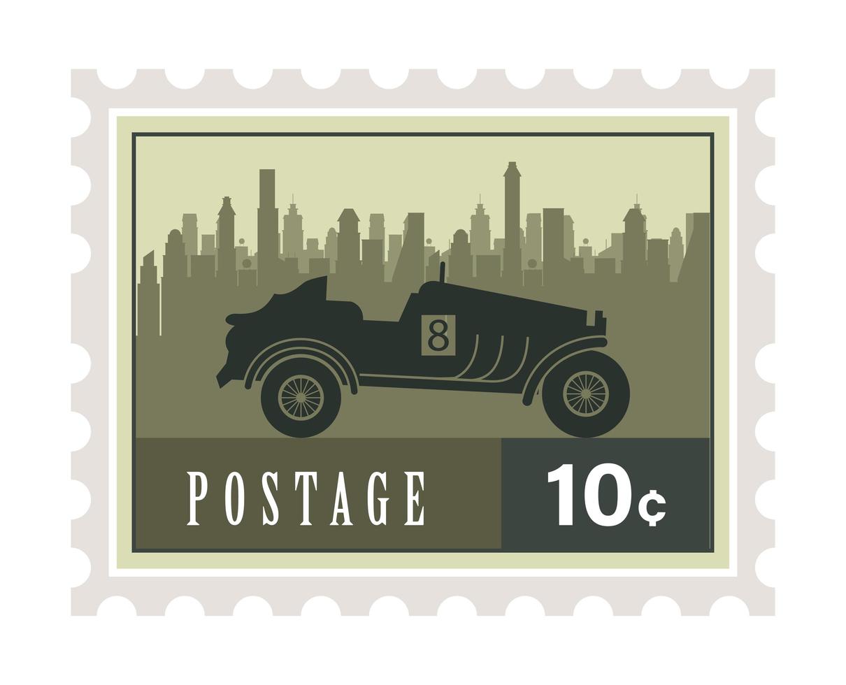 car postage stamp vector