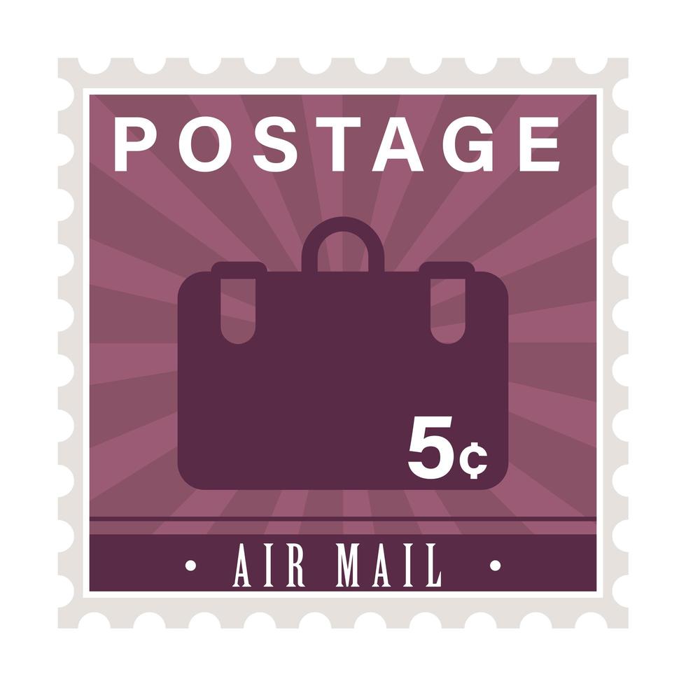 suitcase postage stamp vector