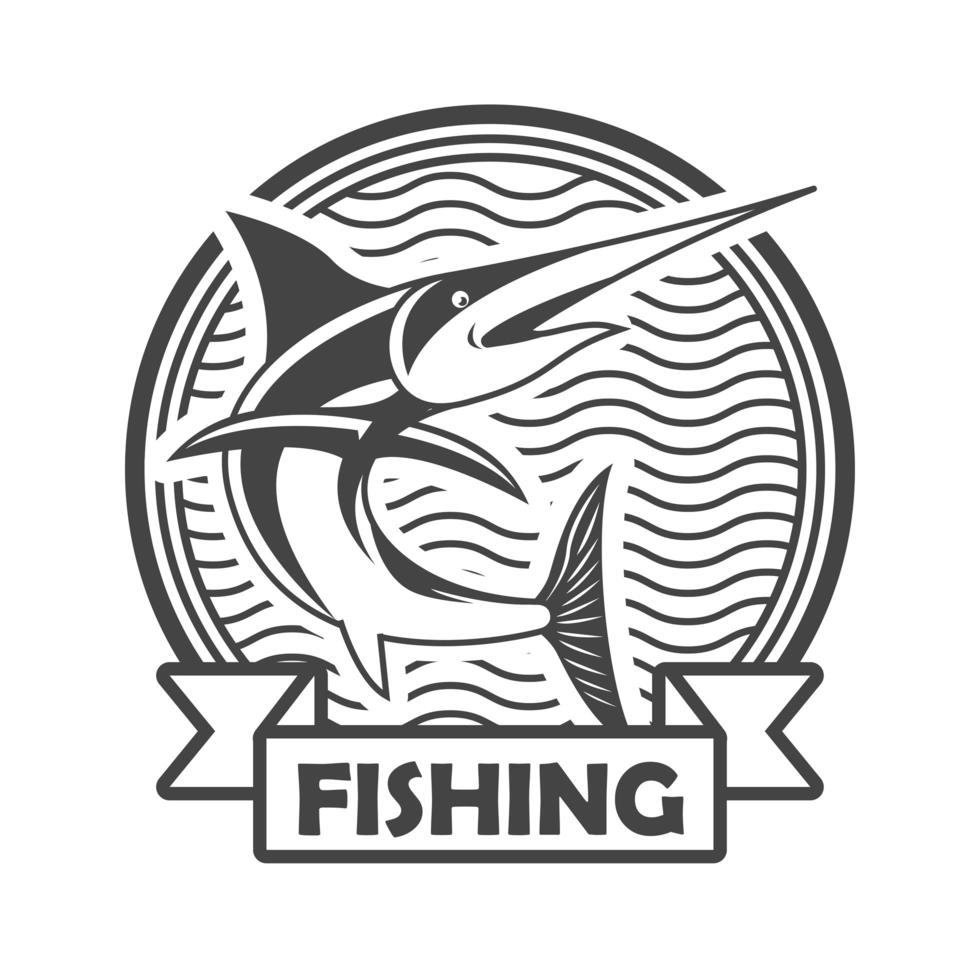 swordfish fishing emblem vector