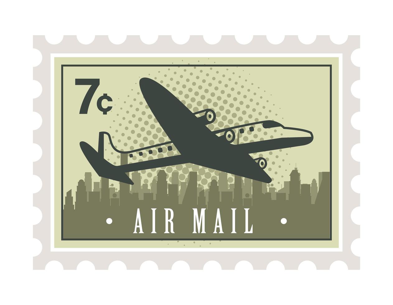 airplane postage stamp vector