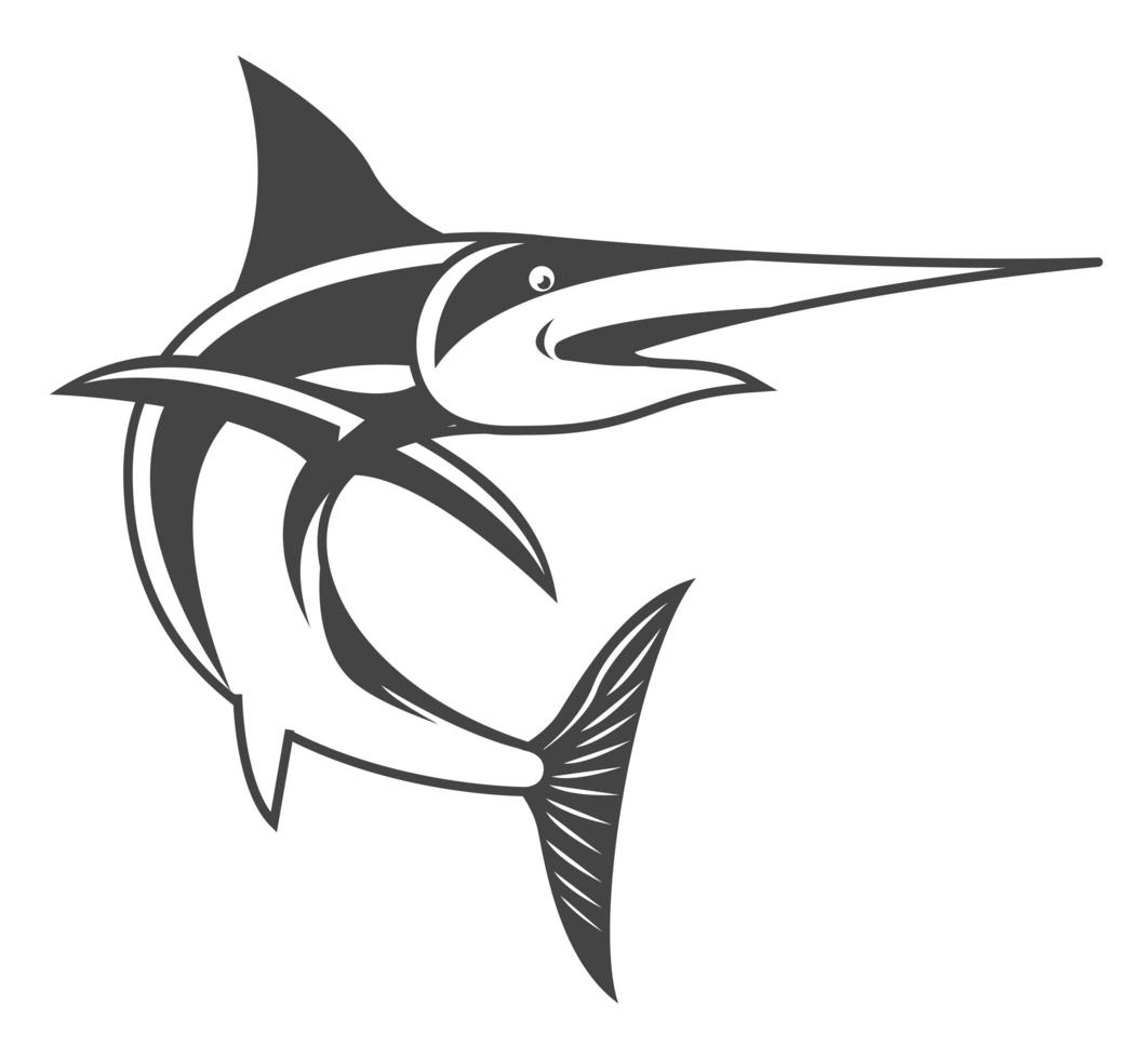 swordfish jumping sketch vector