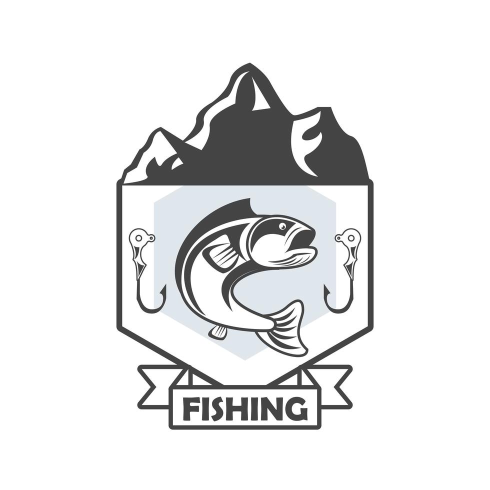 mountains fishing emblem vector