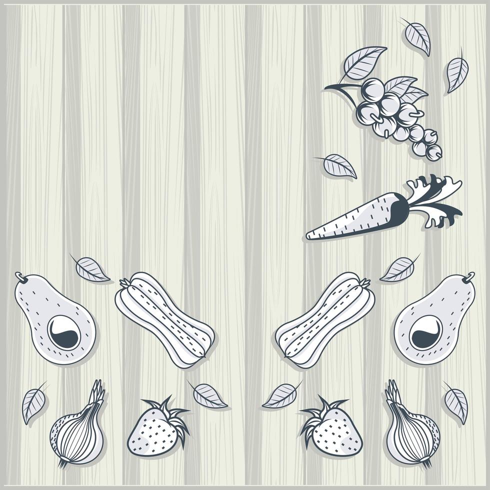 fondo de madera de alimentos orgánicos vector