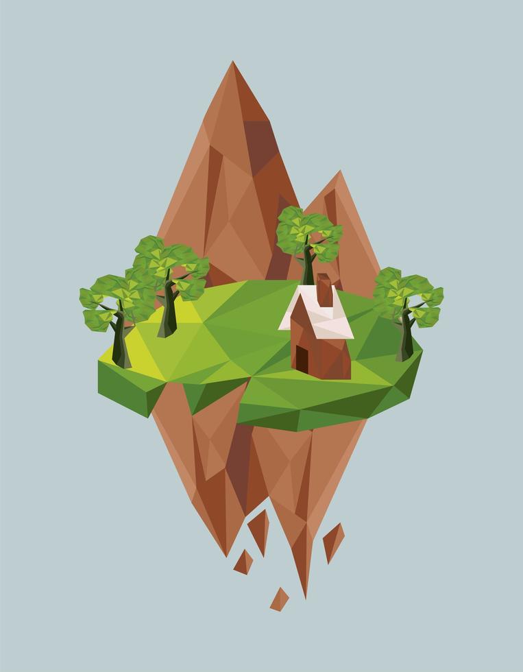 mountains and house vector