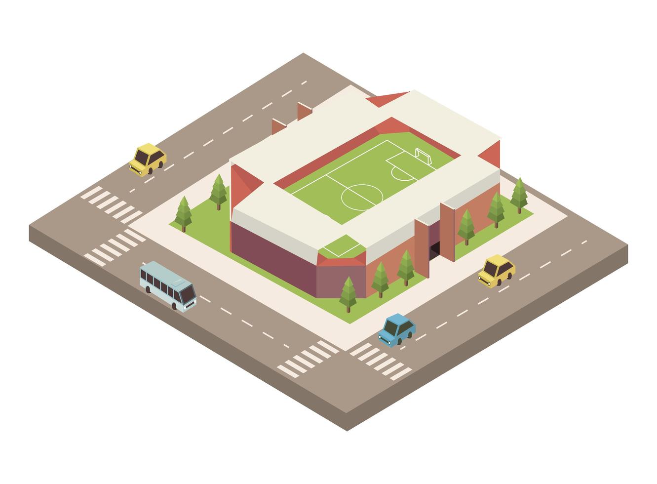 soccer stadium and road vector