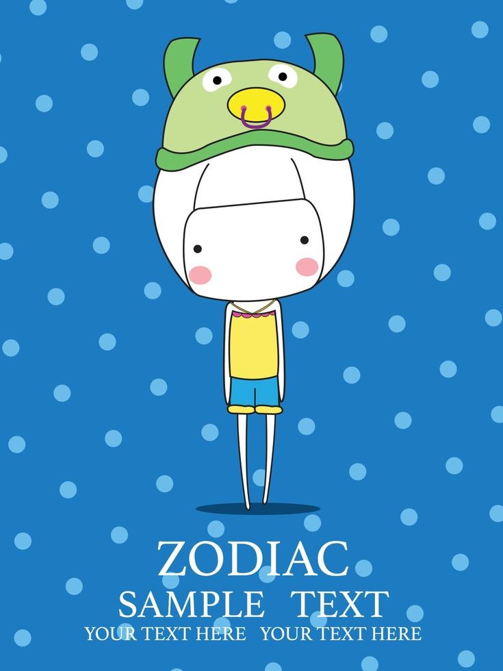 Cute cartoon zodiac girl vector