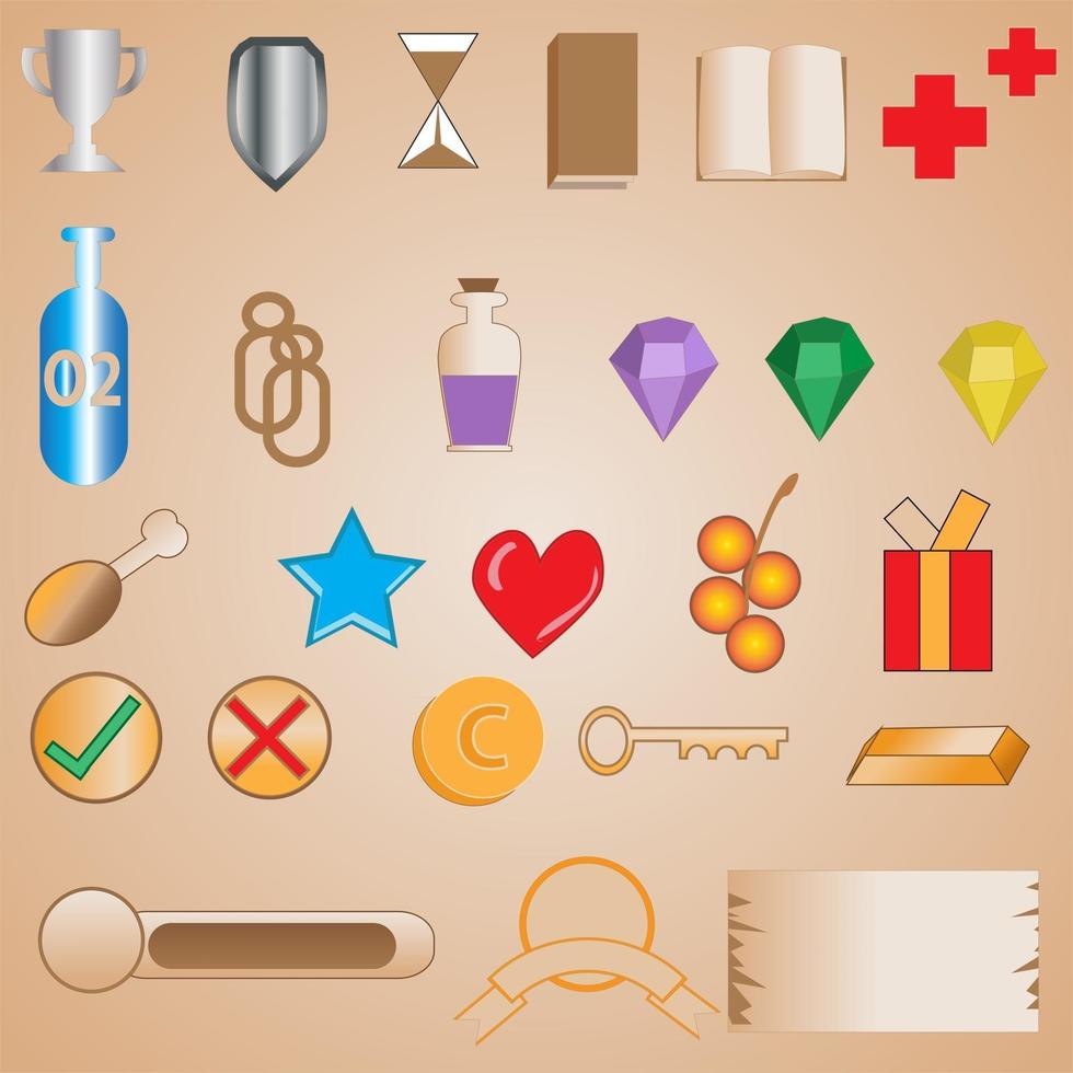 Icon Game Assets and Interfaces vector