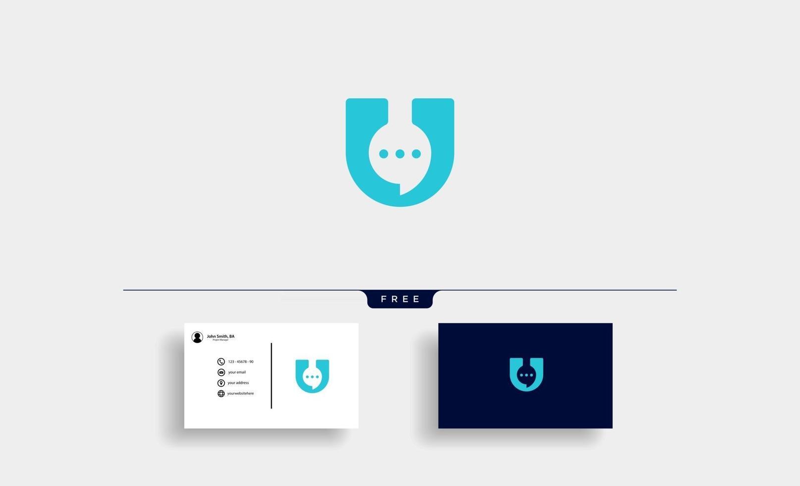 Ilustración de vector de plantilla de diseño de logotipo de chat de letra u