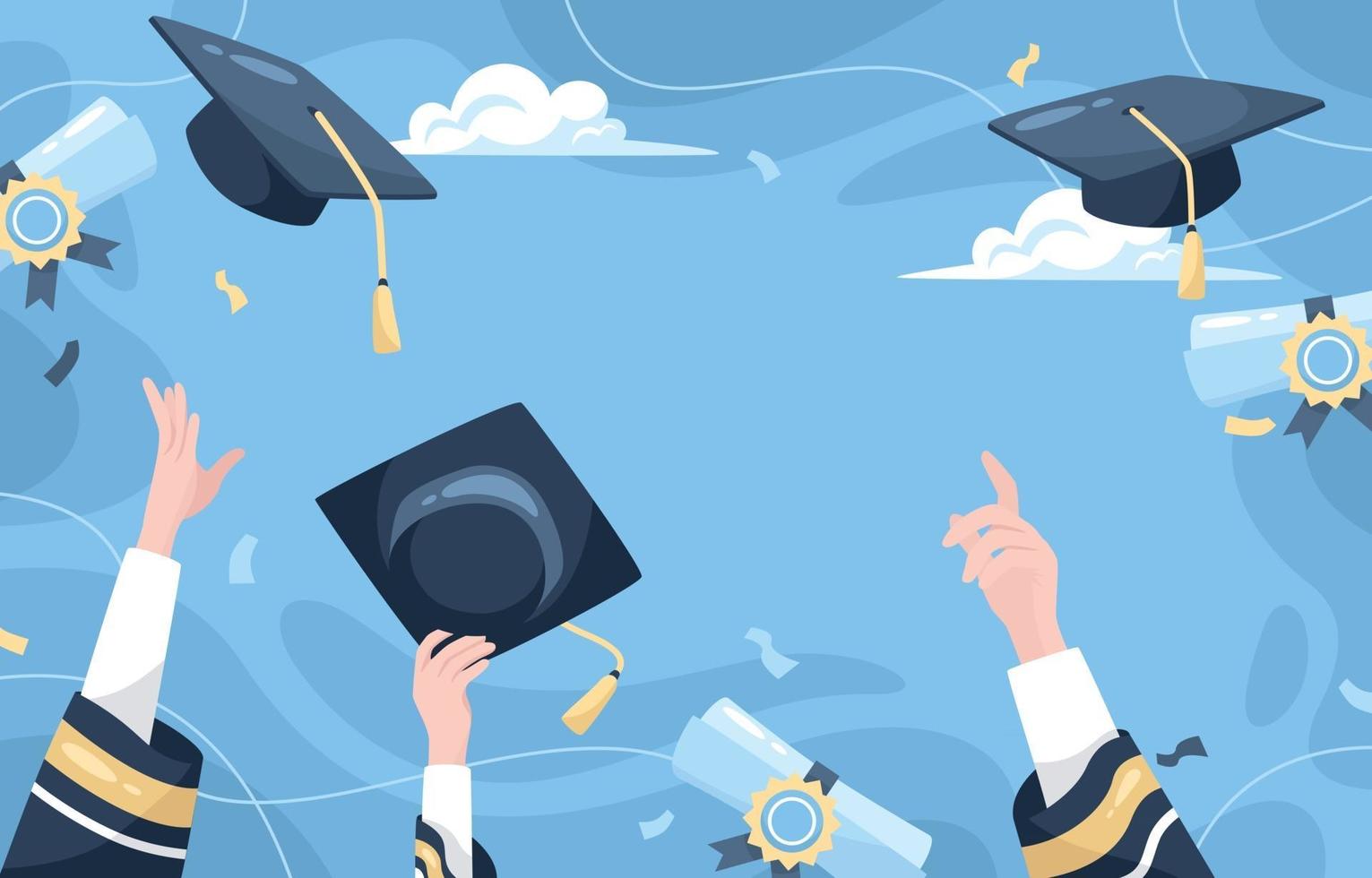 Flying Graduation Cap Background vector