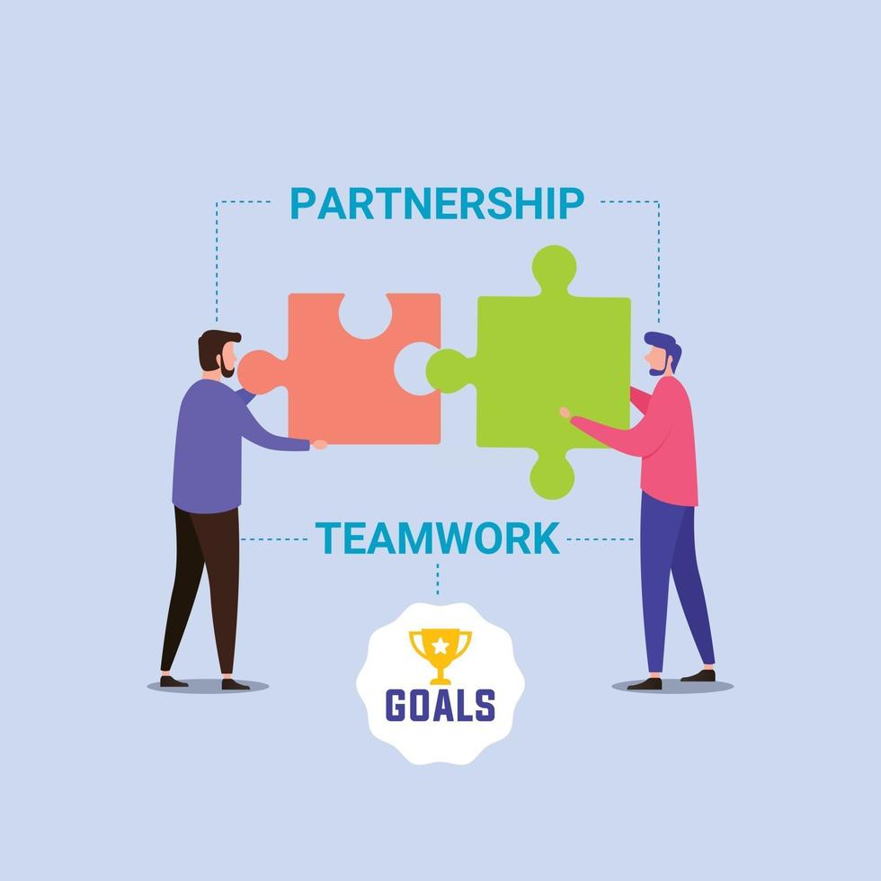 People connecting puzzle elements symbol of teamwork vector