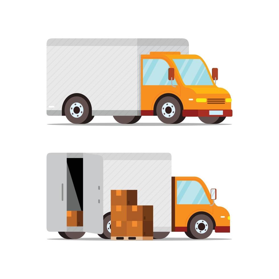 Delivery cargo car in different angles vector