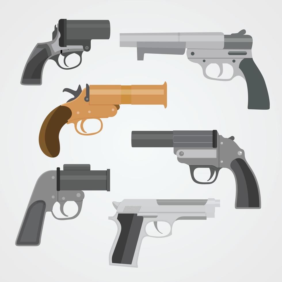 Establecer colecciones de armas de pistola ilustración vectorial vector