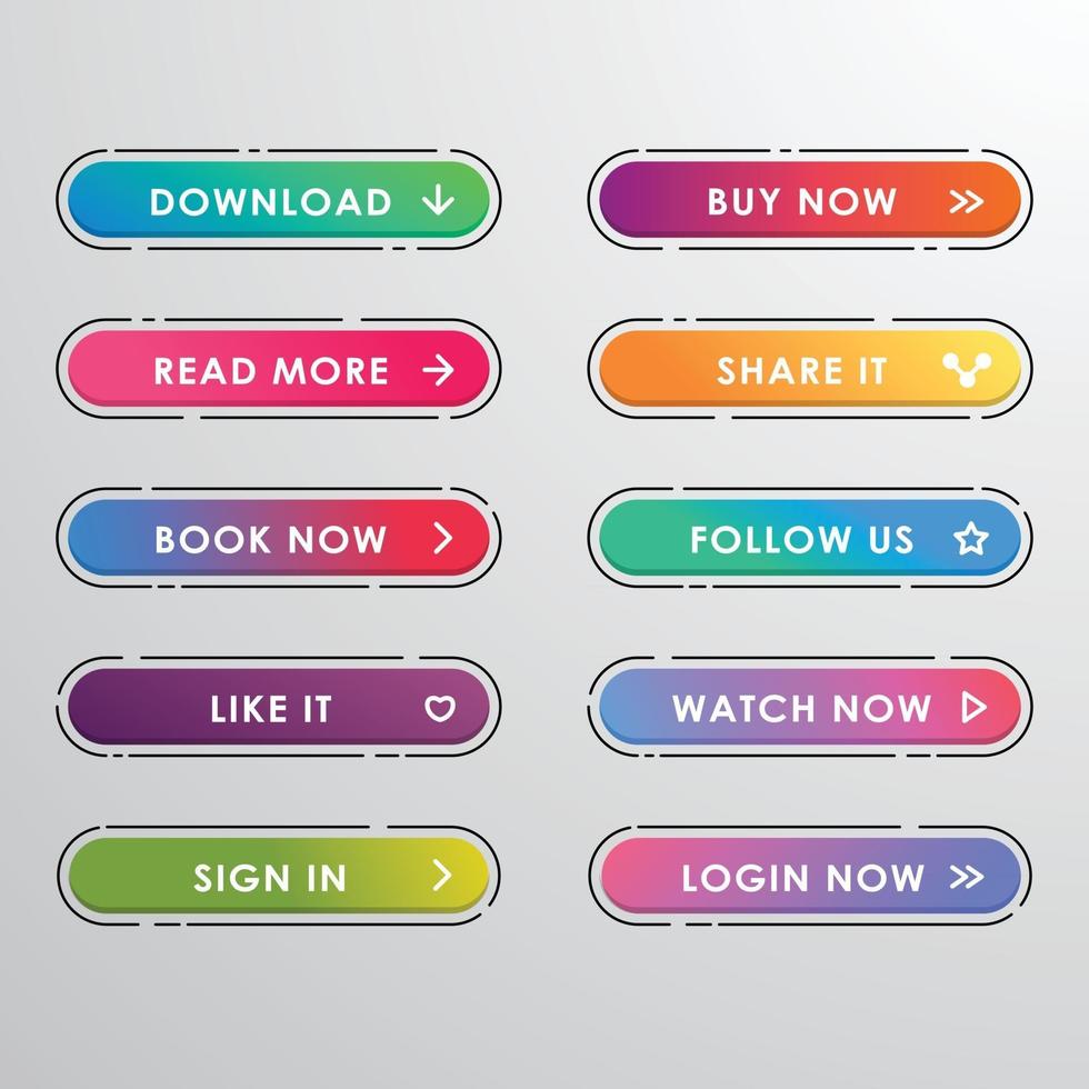 Vector button set modern trendy gradient style for website