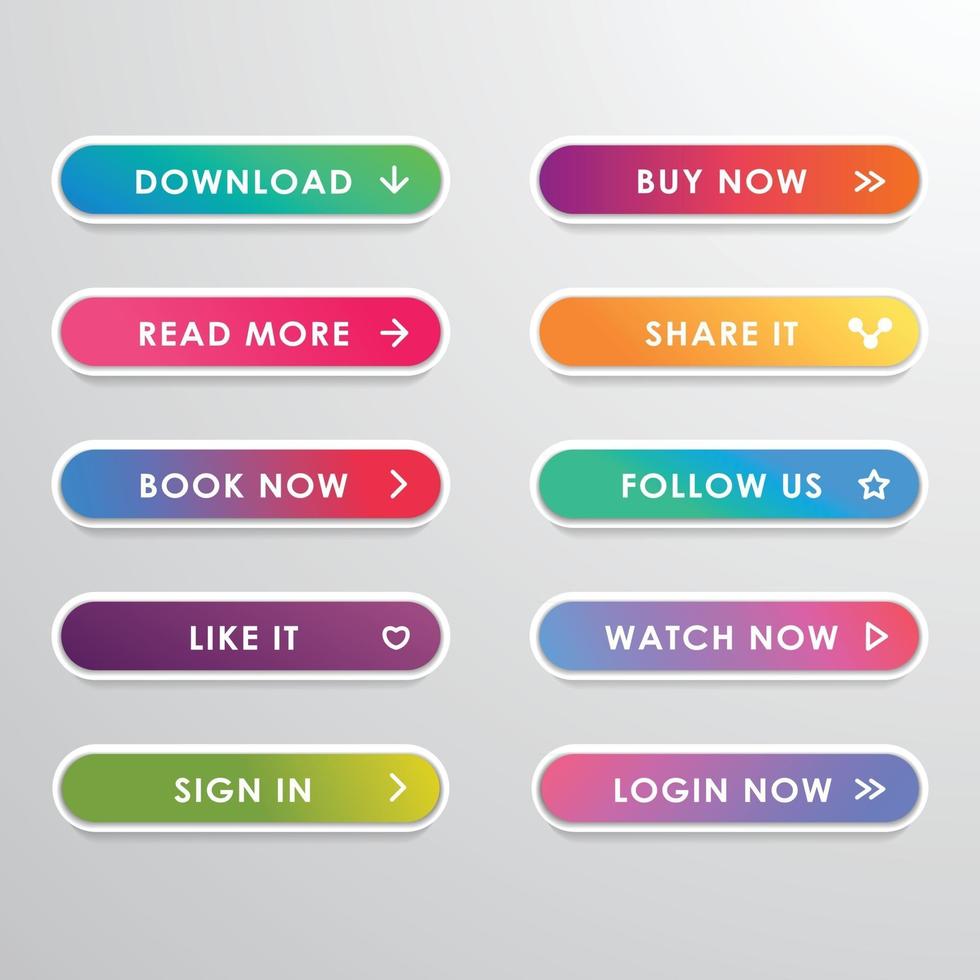 Vector button set modern trendy gradient style for website