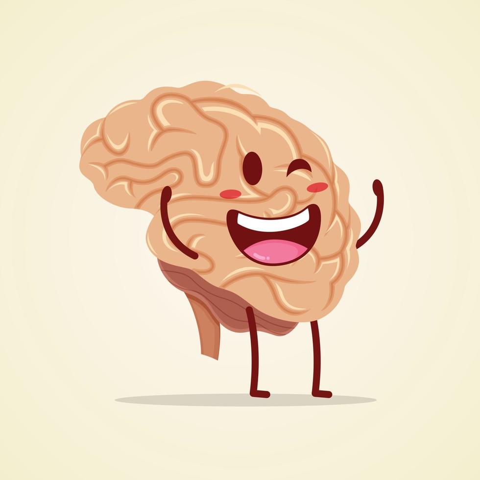 Cute brain character cartoon human internal organ vector