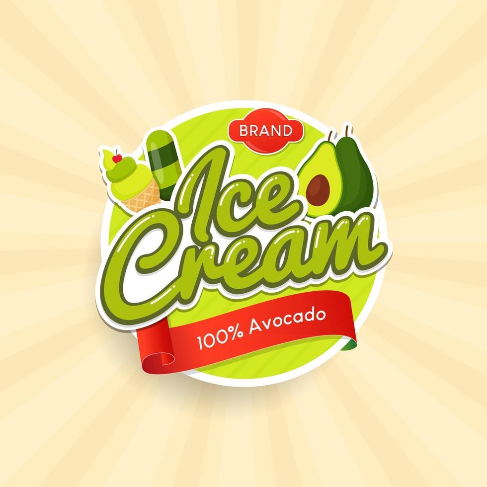 Label and badge of ice cream with avocado vector