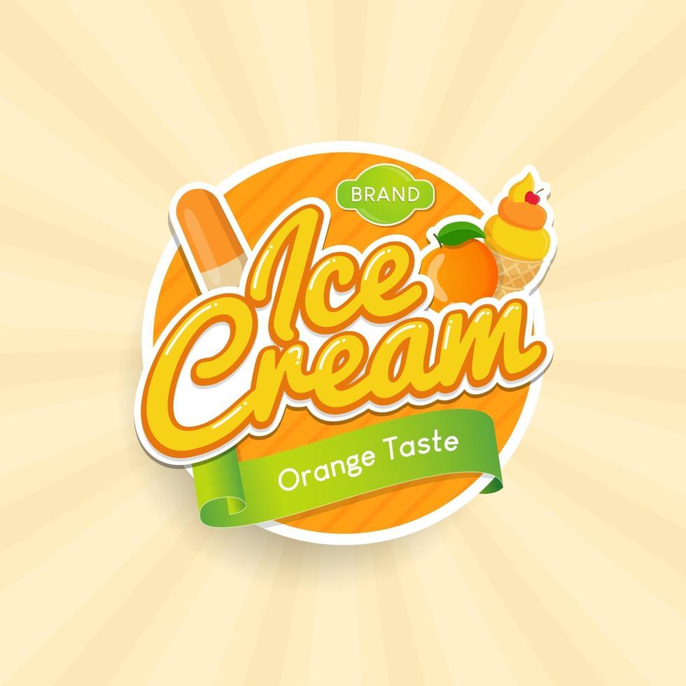 Label and badge of ice cream with orange taste vector