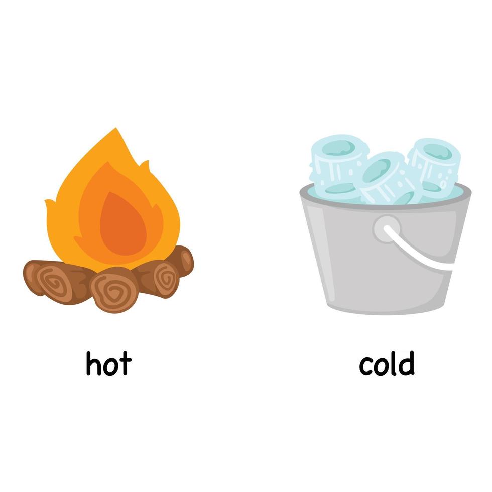 Opposite words hot and cold vector illustration