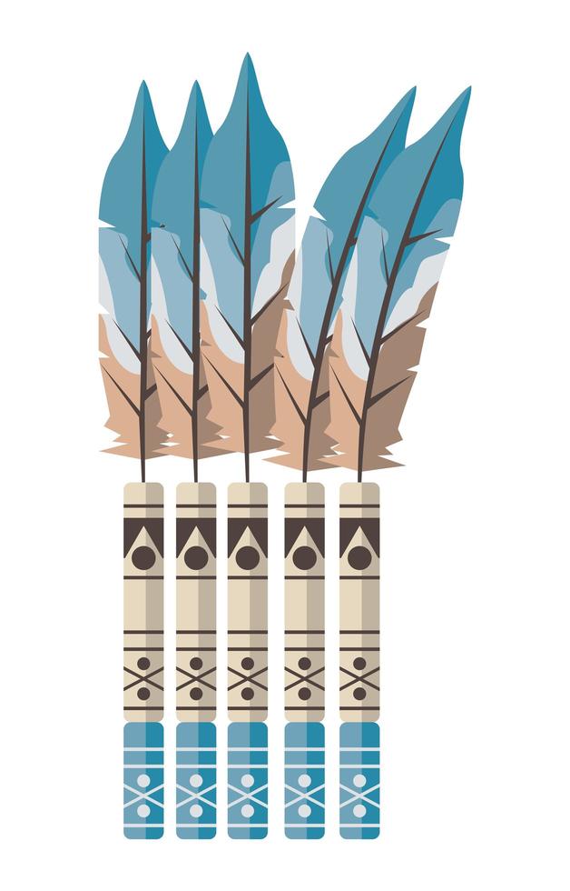 plumas y bambúes vector