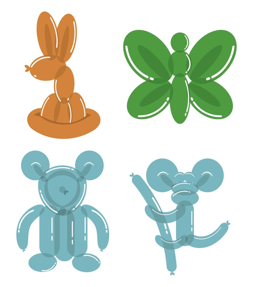balloons animals colors vector
