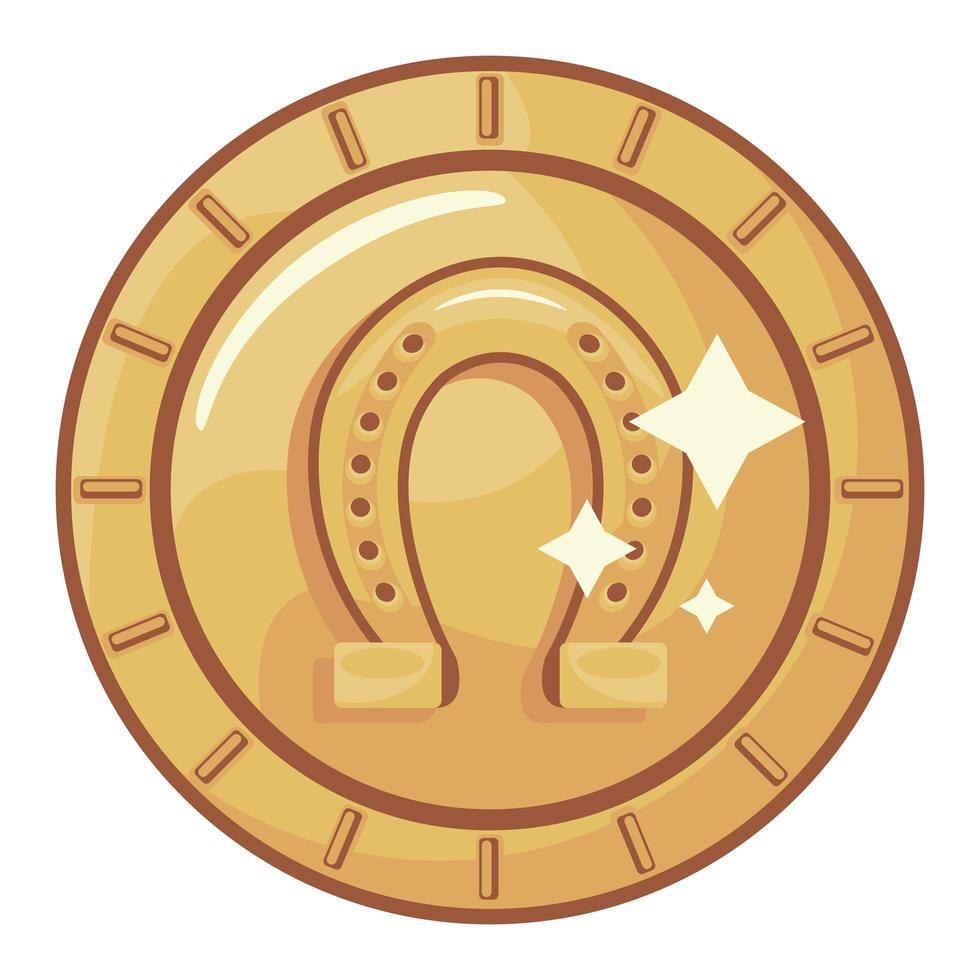 golden coin horseshoe vector