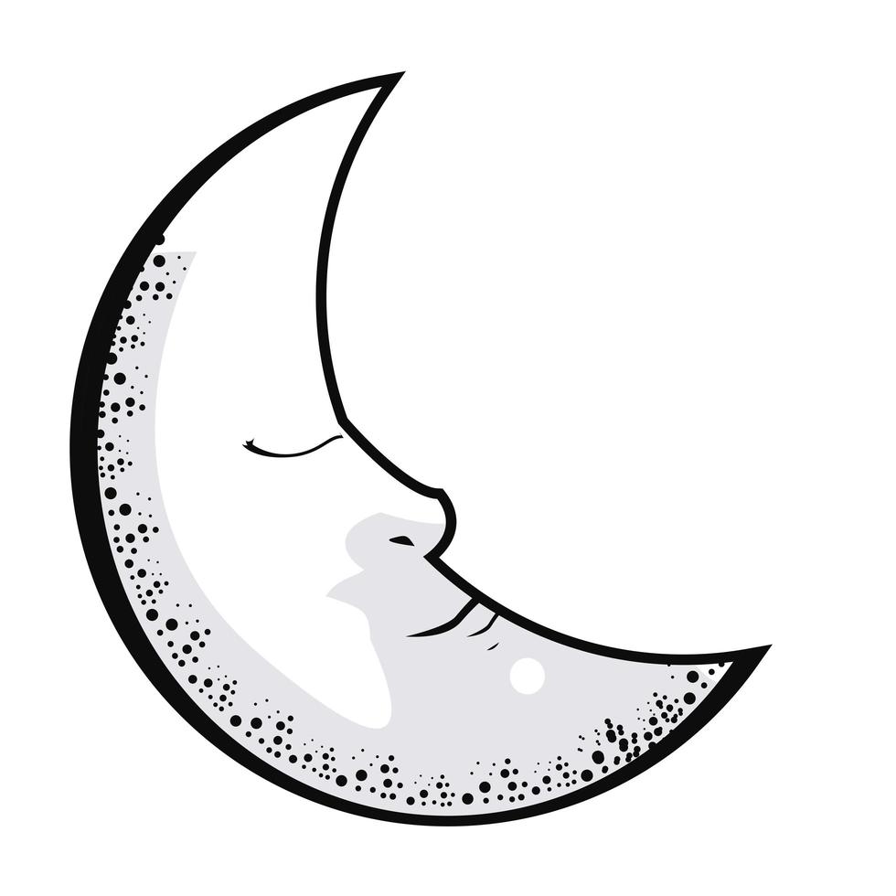 crescent moon profile vector